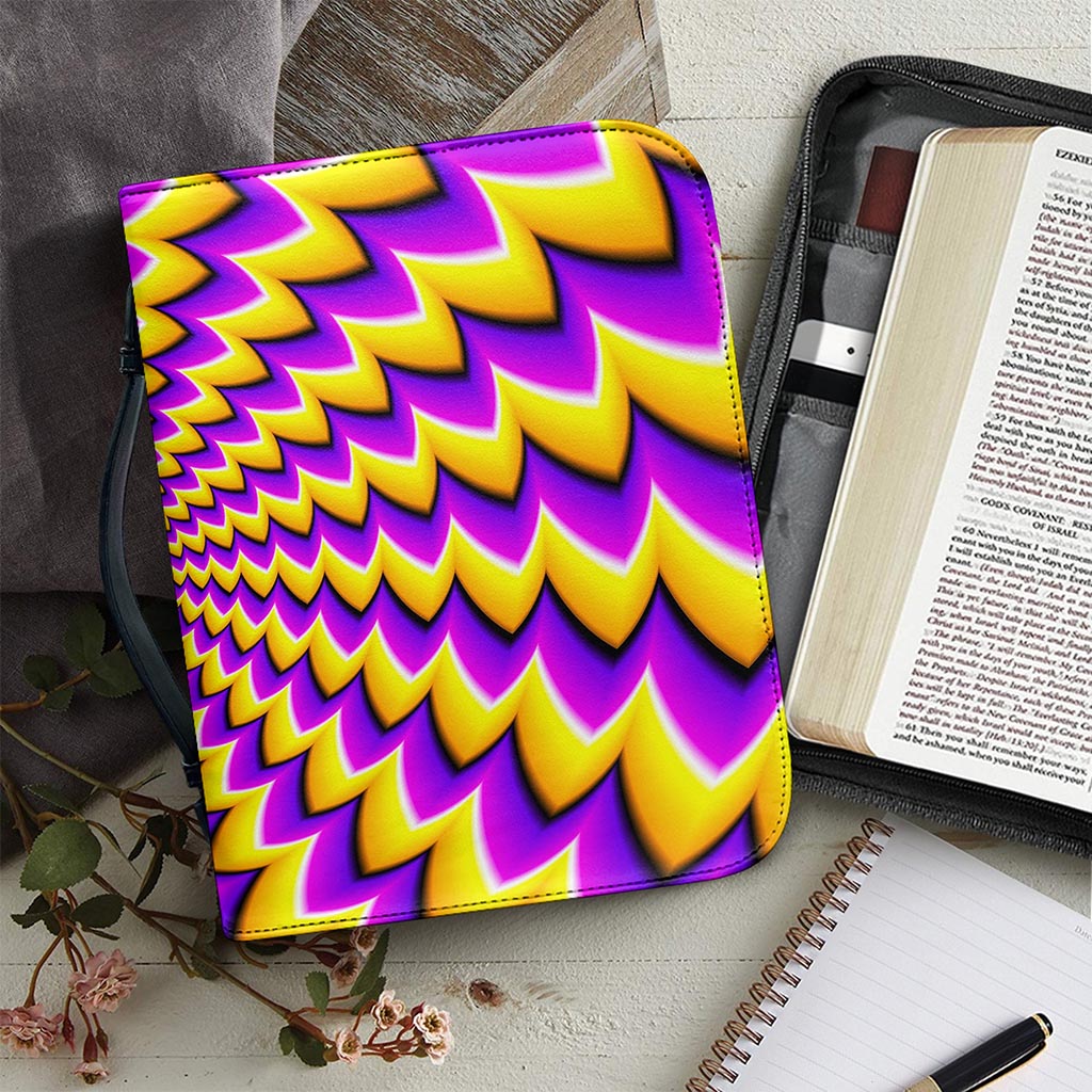 Yellow Dizzy Moving Optical Illusion Leather Bible Cover