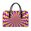 Yellow Dizzy Moving Optical Illusion Leather Duffel Bag