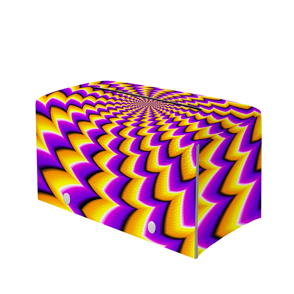 Yellow Dizzy Moving Optical Illusion Leather Tissue Box Cover