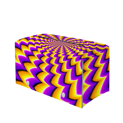 Yellow Dizzy Moving Optical Illusion Leather Tissue Box Cover