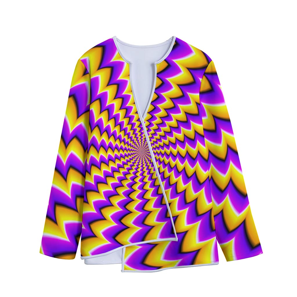 Yellow Dizzy Moving Optical Illusion Long Sleeve Short Coat