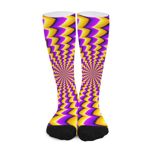 Yellow Dizzy Moving Optical Illusion Long Socks