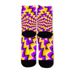 Yellow Dizzy Moving Optical Illusion Long Socks