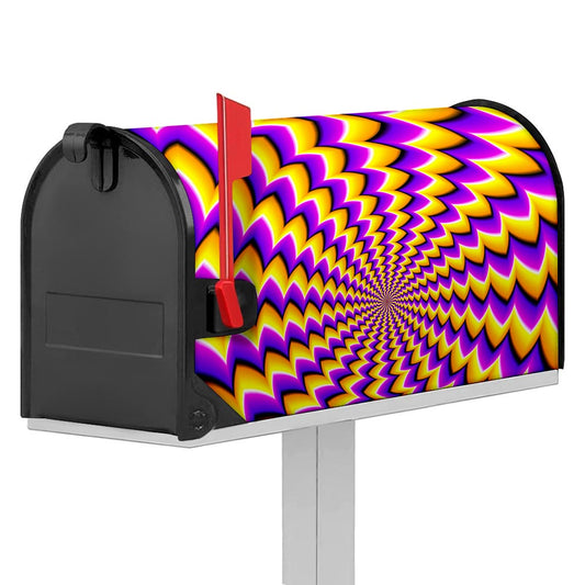 Yellow Dizzy Moving Optical Illusion Mailbox Cover