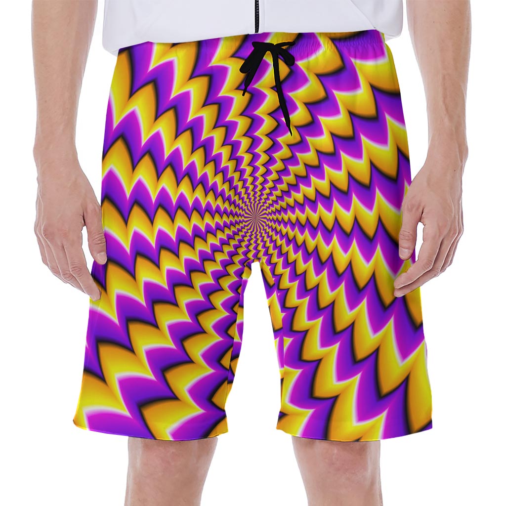 Yellow Dizzy Moving Optical Illusion Men's Beach Shorts