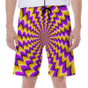 Yellow Dizzy Moving Optical Illusion Men's Beach Shorts