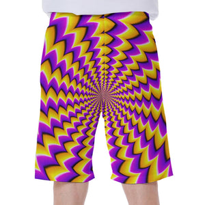 Yellow Dizzy Moving Optical Illusion Men's Beach Shorts