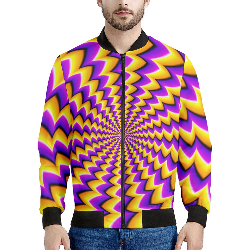 Yellow Dizzy Moving Optical Illusion Men's Bomber Jacket