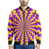 Yellow Dizzy Moving Optical Illusion Men's Bomber Jacket