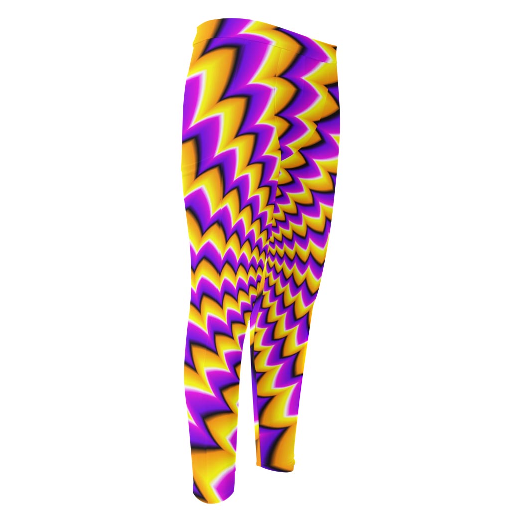 Yellow Dizzy Moving Optical Illusion Men's Compression Pants