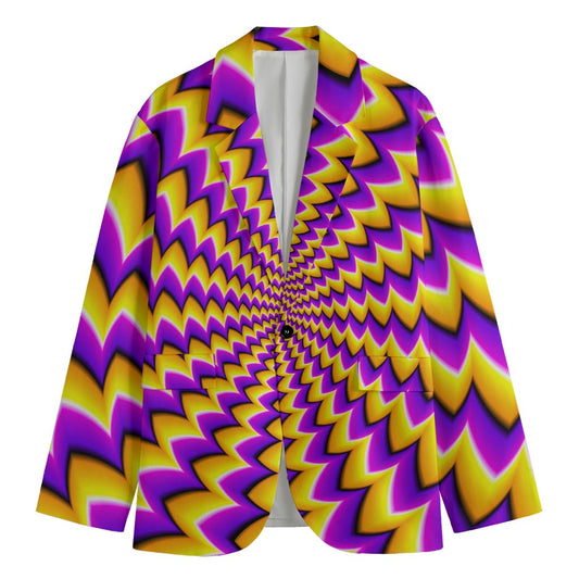 Yellow Dizzy Moving Optical Illusion Men's Cotton Blazer