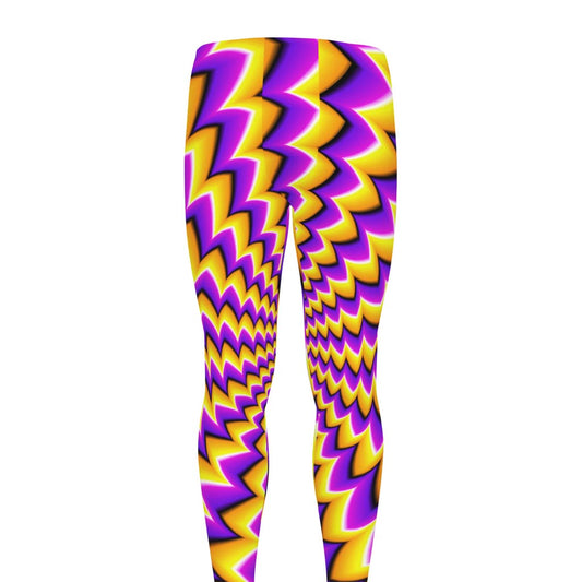 Yellow Dizzy Moving Optical Illusion Men's leggings