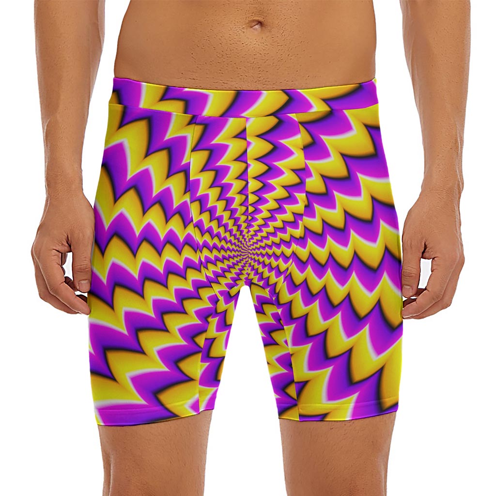Yellow Dizzy Moving Optical Illusion Men's Long Boxer Briefs