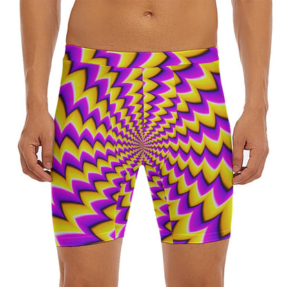 Yellow Dizzy Moving Optical Illusion Men's Long Boxer Briefs