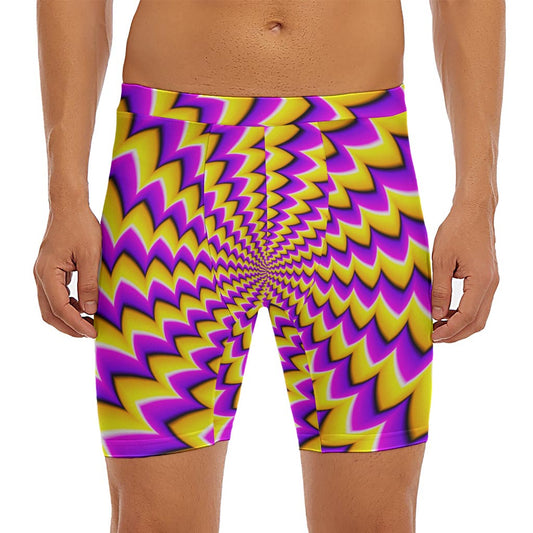Yellow Dizzy Moving Optical Illusion Men's Long Boxer Briefs
