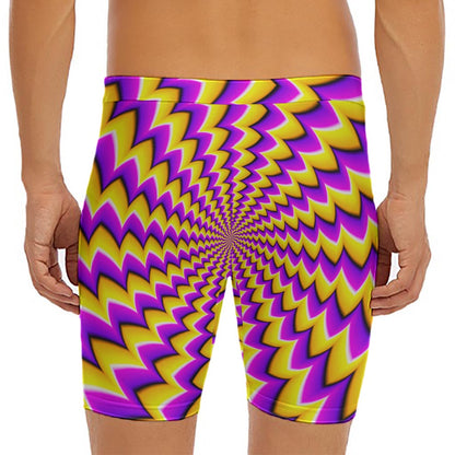 Yellow Dizzy Moving Optical Illusion Men's Long Boxer Briefs