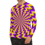 Yellow Dizzy Moving Optical Illusion Men's Long Sleeve Rash Guard