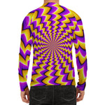 Yellow Dizzy Moving Optical Illusion Men's Long Sleeve Rash Guard