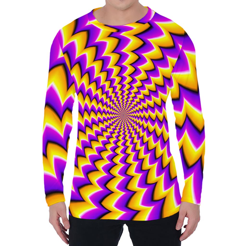 Yellow Dizzy Moving Optical Illusion Men's Long Sleeve T-Shirt
