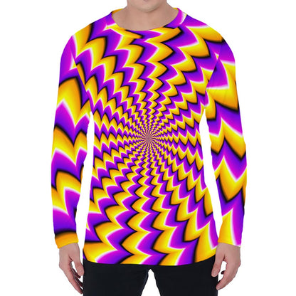 Yellow Dizzy Moving Optical Illusion Men's Long Sleeve T-Shirt
