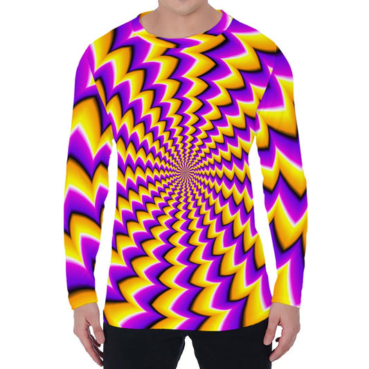 Yellow Dizzy Moving Optical Illusion Men's Long Sleeve T-Shirt
