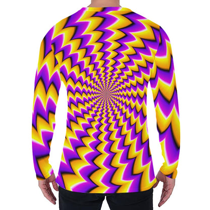 Yellow Dizzy Moving Optical Illusion Men's Long Sleeve T-Shirt