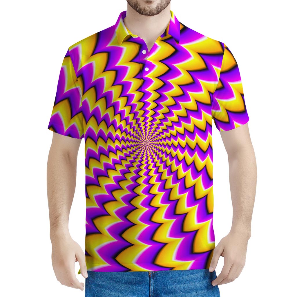 Yellow Dizzy Moving Optical Illusion Men's Polo Shirt