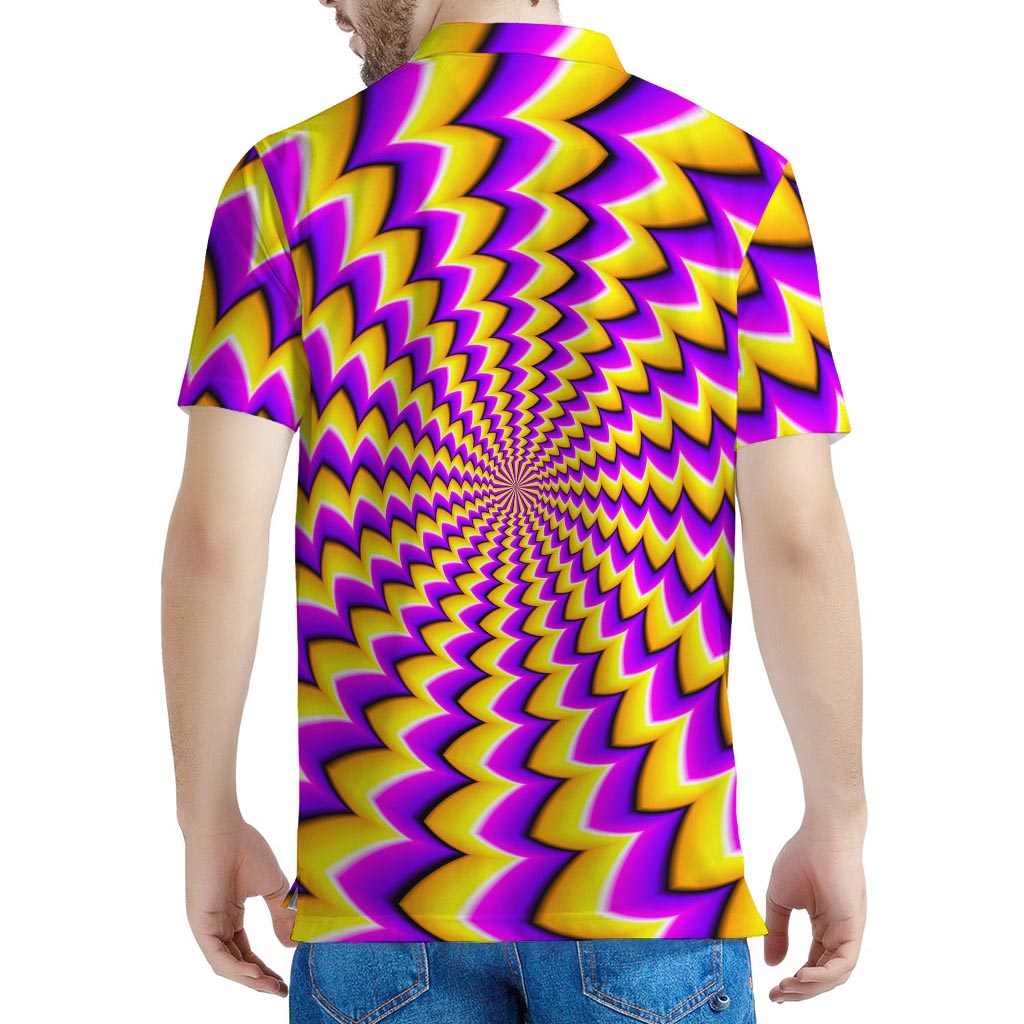 Yellow Dizzy Moving Optical Illusion Men's Polo Shirt