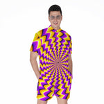 Yellow Dizzy Moving Optical Illusion Men's Rompers