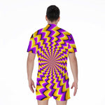 Yellow Dizzy Moving Optical Illusion Men's Rompers