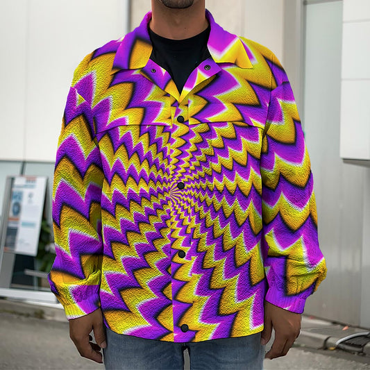 Yellow Dizzy Moving Optical Illusion Men's Shirt Jacket