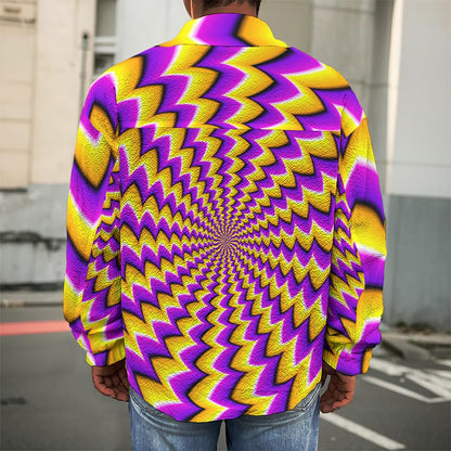 Yellow Dizzy Moving Optical Illusion Men's Shirt Jacket