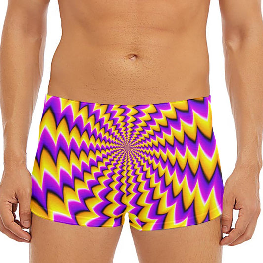Yellow Dizzy Moving Optical Illusion Men's Short Boxer Briefs