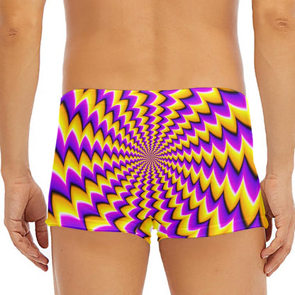 Yellow Dizzy Moving Optical Illusion Men's Short Boxer Briefs