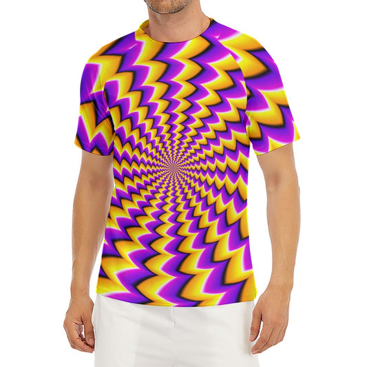 Yellow Dizzy Moving Optical Illusion Men's Short Sleeve Rash Guard