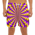 Yellow Dizzy Moving Optical Illusion Men's Split Running Shorts