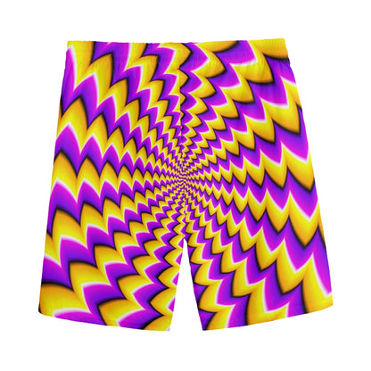 Yellow Dizzy Moving Optical Illusion Men's Sports Shorts