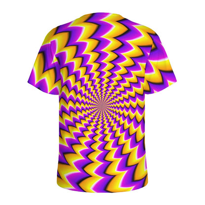 Yellow Dizzy Moving Optical Illusion Men's Sports T-Shirt