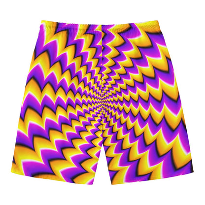 Yellow Dizzy Moving Optical Illusion Men's Swim Trunks