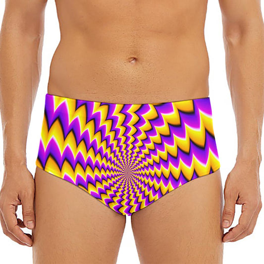 Yellow Dizzy Moving Optical Illusion Men's Triangle Swim Briefs