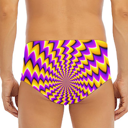 Yellow Dizzy Moving Optical Illusion Men's Triangle Swim Briefs