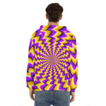 Yellow Dizzy Moving Optical Illusion Men's Velvet Pullover Hoodie