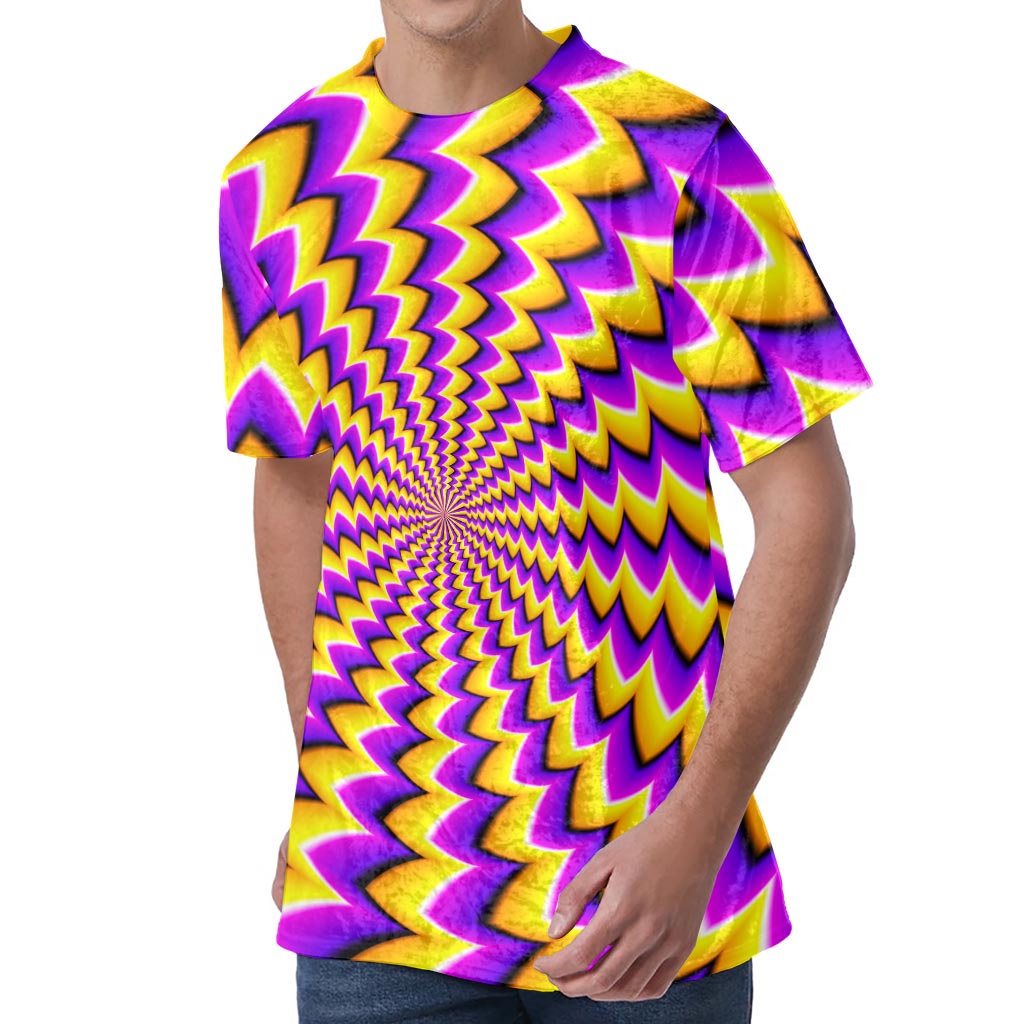 Yellow Dizzy Moving Optical Illusion Men's Velvet T-Shirt