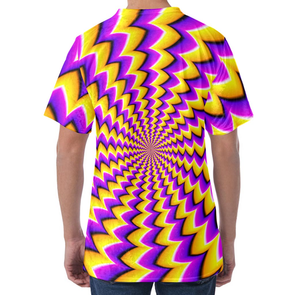 Yellow Dizzy Moving Optical Illusion Men's Velvet T-Shirt