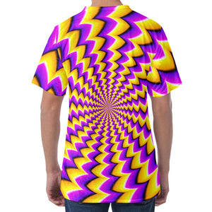 Yellow Dizzy Moving Optical Illusion Men's Velvet T-Shirt