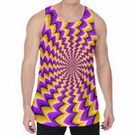 Yellow Dizzy Moving Optical Illusion Men's Velvet Tank Top