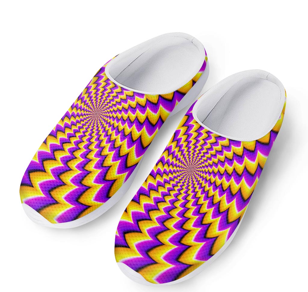 Yellow Dizzy Moving Optical Illusion Mesh Casual Shoes