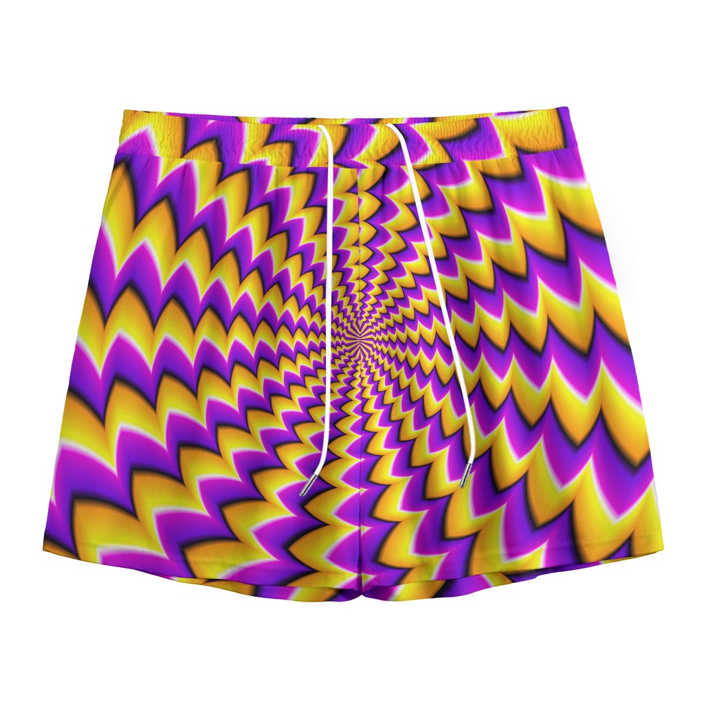 Yellow Dizzy Moving Optical Illusion Mesh Shorts