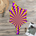 Yellow Dizzy Moving Optical Illusion One Shoulder Bodysuit