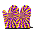 Yellow Dizzy Moving Optical Illusion Oven Mitts
